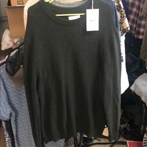 NNO7 Dark Army Green Crewneck Sweater Soft Knit Casual